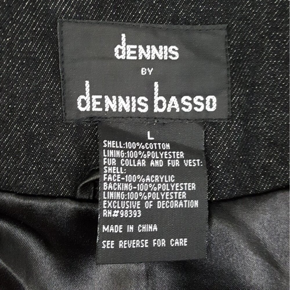 Dennis Basso Coat Denim Jean Jacket Blazer Women Large Black Beaded Sequin Bling - Picture 7 of 8